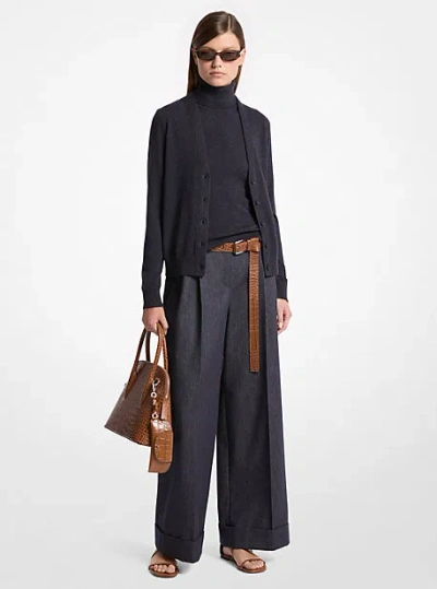 Michael Kors Cashmere Cardigan In Blue