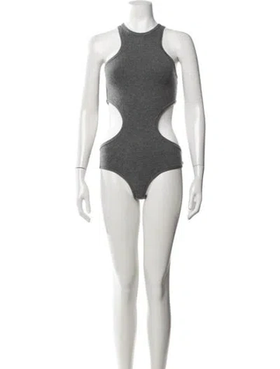 Pre-owned Michael Kors Cashmere Crew Neck Bodysuit W/ Tags In Grey