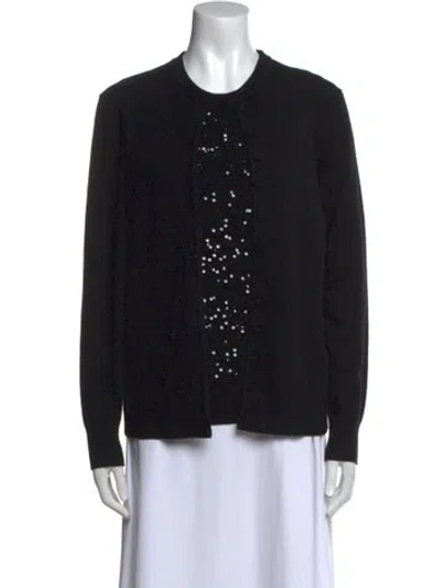 Pre-owned Michael Kors Cashmere Crew Neck Button-up Top W/ Tags In Black