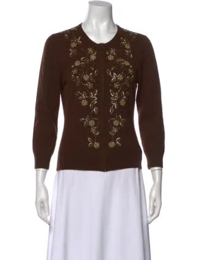 Pre-owned Michael Kors Cashmere Crew Neck Sweater In Brown