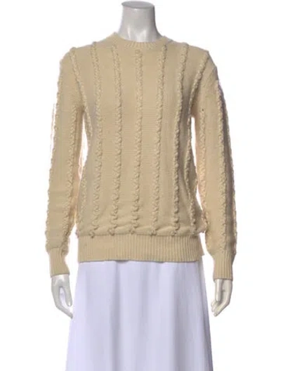 Pre-owned Michael Kors Cashmere Crew Neck Sweater In White