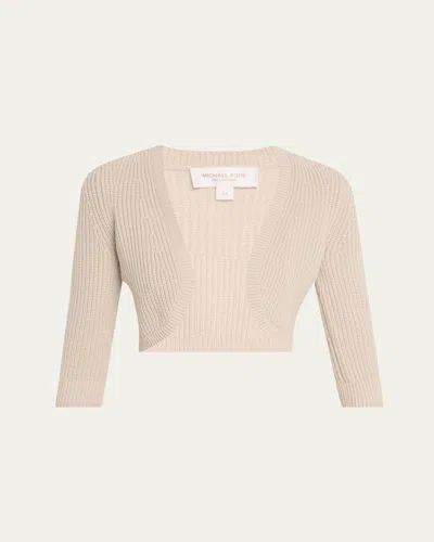 Michael Kors Cashmere Cropped Shrug In Neutral