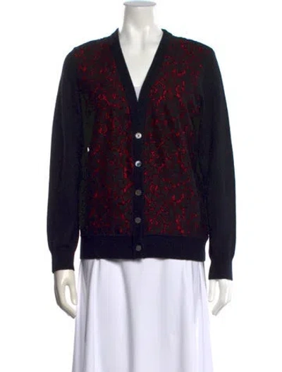 Pre-owned Michael Kors Cashmere Floral Print Sweater In Black