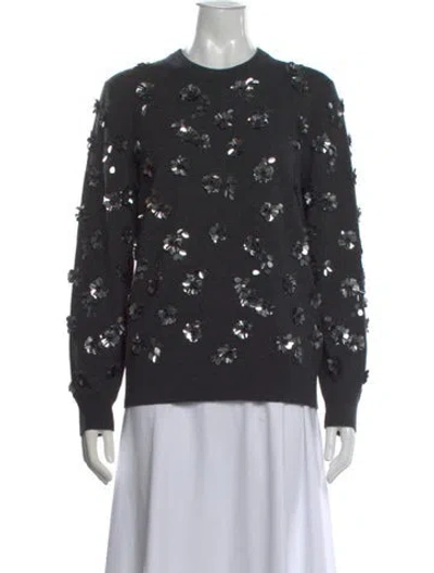 Pre-owned Michael Kors Cashmere Floral Print Sweater In Gray