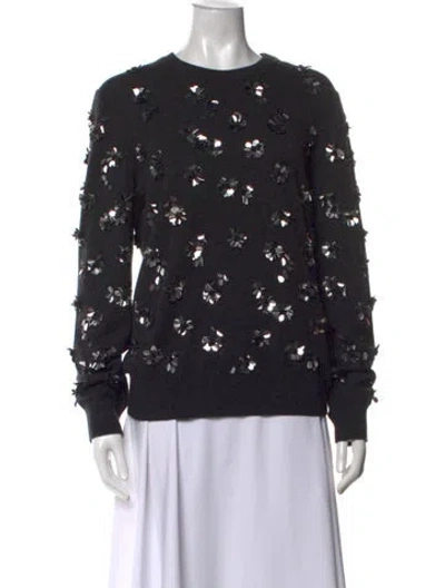 Pre-owned Michael Kors Cashmere Floral Print Sweater In Grey