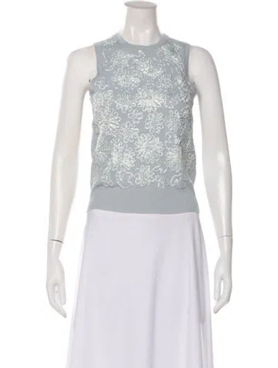 Pre-owned Michael Kors Cashmere Floral Print Sweater In White
