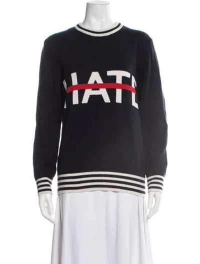 Pre-owned Michael Kors Cashmere Graphic Print Sweater In Blue