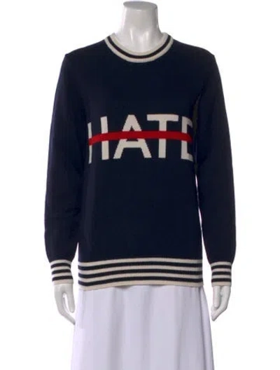 Pre-owned Michael Kors Cashmere Graphic Print Sweater In Blue