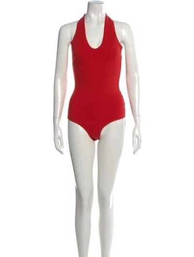 Pre-owned Michael Kors Cashmere Halterneck Bodysuit In Orange