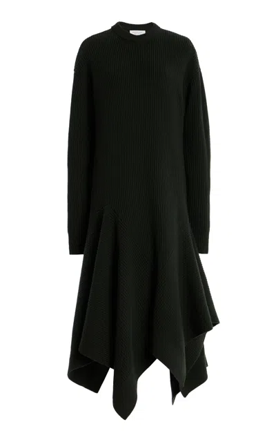 Michael Kors Cashmere Handkerchief Midi Dress In Dark Green