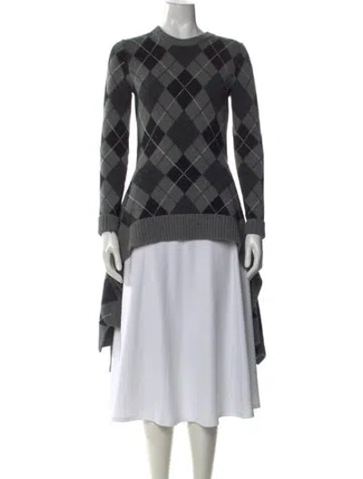 Pre-owned Michael Kors Cashmere Houndstooth Print Sweater In Gray