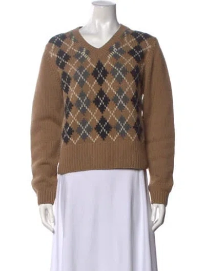 Pre-owned Michael Kors Cashmere Houndstooth Print Sweater In Neutrals
