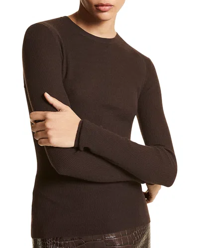 Michael Kors Cashmere Hutton Rib Top In Brown