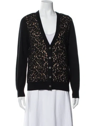 Pre-owned Michael Kors Cashmere Lace Pattern Sweater In Black