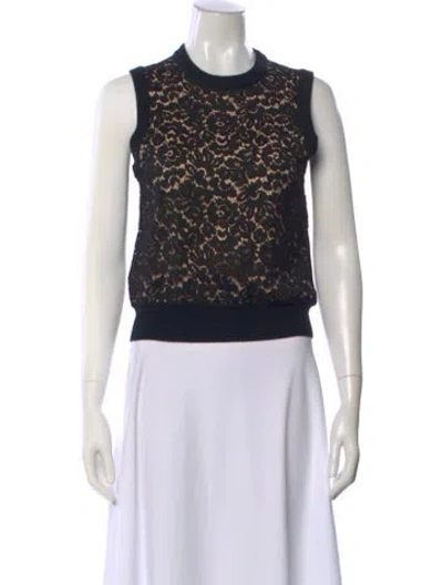 Pre-owned Michael Kors Cashmere Lace Pattern Top In Black