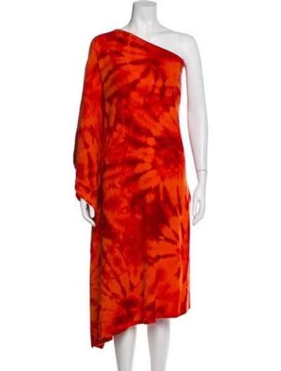 Pre-owned Michael Kors Cashmere Midi Length Dress W/ Tags In Orange