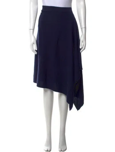 Pre-owned Michael Kors Cashmere Midi Length Skirt In Blue/white