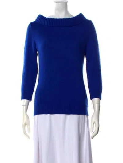 Pre-owned Michael Kors Cashmere Off-the-shoulder Sweater In Blue