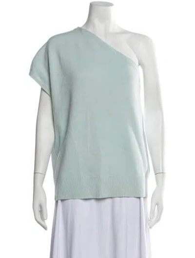 Pre-owned Michael Kors Cashmere One-shoulder Sweater In Blue/green