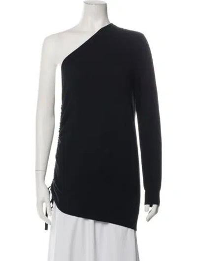 Pre-owned Michael Kors Cashmere One-shoulder Sweater W/ Tags In Black/blue