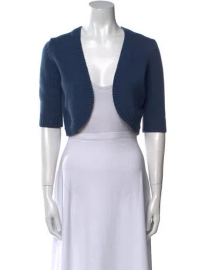 Pre-owned Michael Kors Cashmere Open Front Sweater In Blue