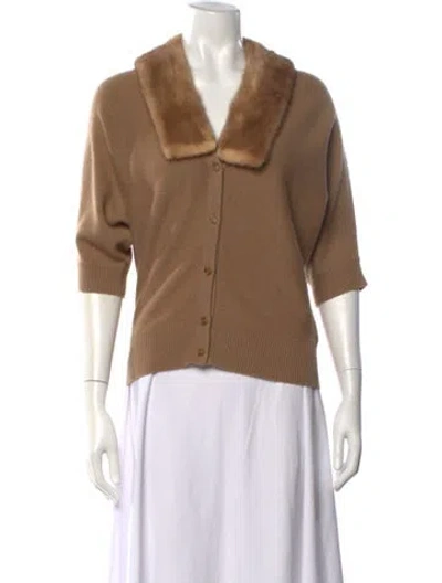 Pre-owned Michael Kors Cashmere Open Front Sweater In Brown