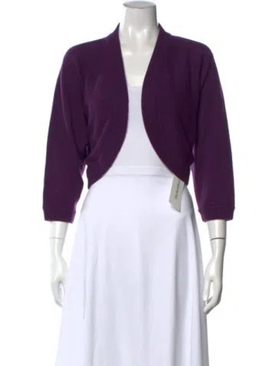 Pre-owned Michael Kors Cashmere Open Front Sweater In Purple