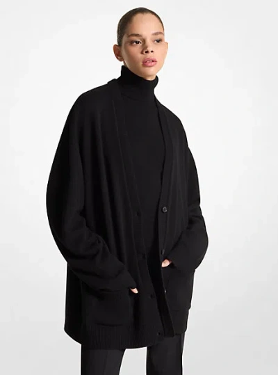 Michael Kors Cashmere Oversized Cardigan In Black
