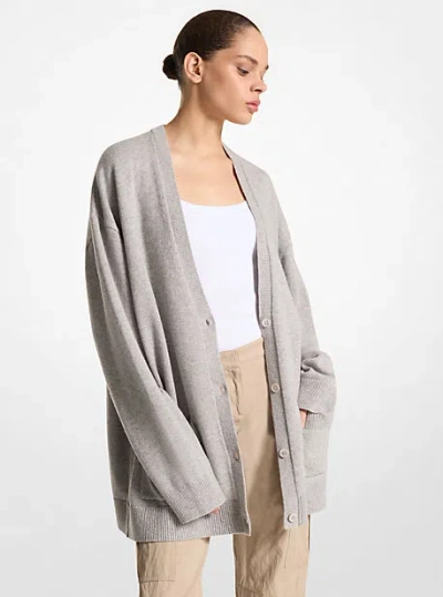 Michael Kors Cashmere Oversized Cardigan In Grey