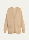 Michael Kors Cashmere Oversized Knit Cardigan In Sand