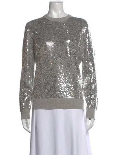 Pre-owned Michael Kors Cashmere Patterned Sweater In Grey