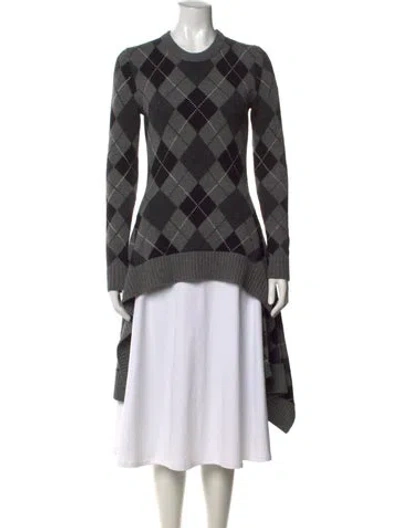 Pre-owned Michael Kors Cashmere Plaid Print Sweater In Gray