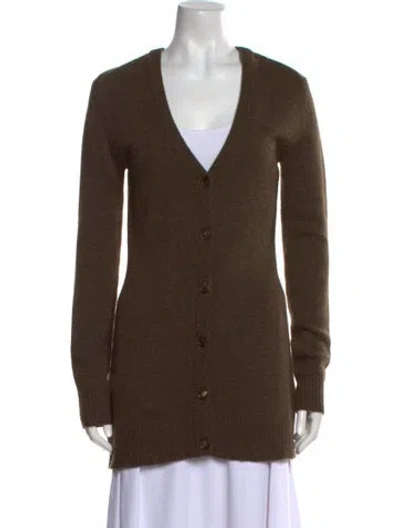 Pre-owned Michael Kors Cashmere Plunge Neckline Sweater In Brown