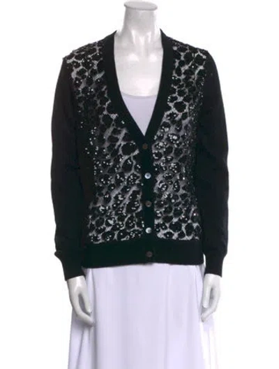 Pre-owned Michael Kors Cashmere Printed Sweater In Black