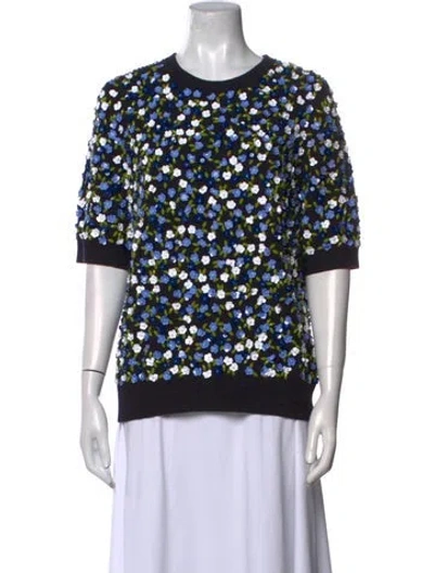 Pre-owned Michael Kors Cashmere Printed Sweater In Blue