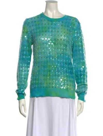 Pre-owned Michael Kors Cashmere Printed Sweater In Blue