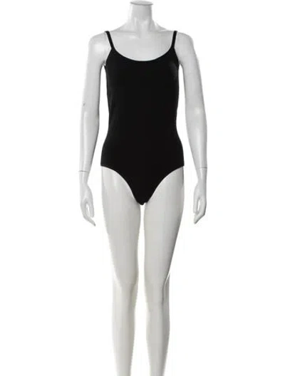 Pre-owned Michael Kors Cashmere Scoop Neck Bodysuit In Black