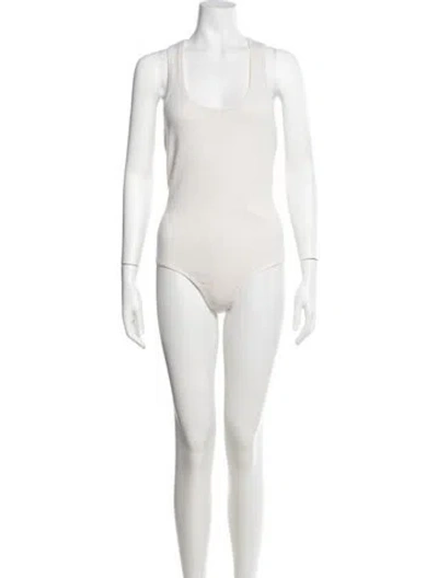Pre-owned Michael Kors Cashmere Scoop Neck Bodysuit In Neutrals