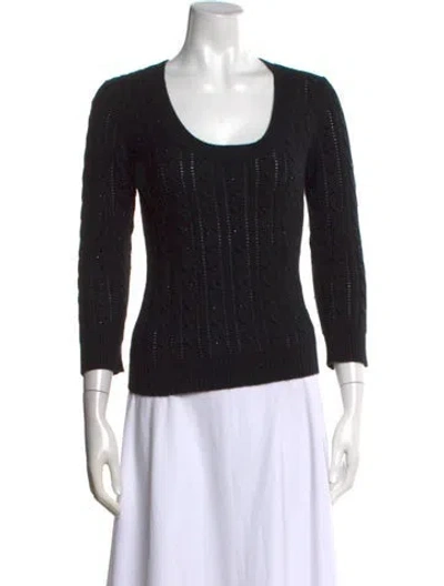 Pre-owned Michael Kors Cashmere Scoop Neck Sweater In Black