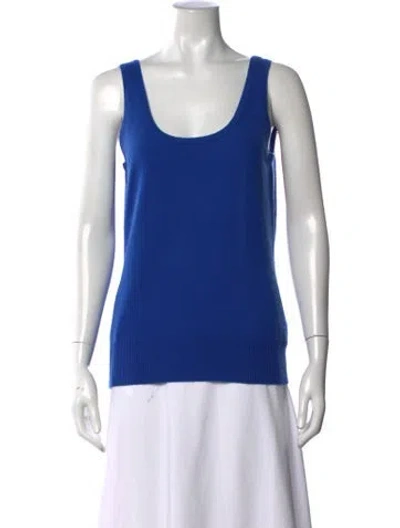 Pre-owned Michael Kors Cashmere Scoop Neck Sweater In Blue