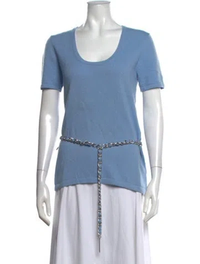 Pre-owned Michael Kors Cashmere Scoop Neck Sweater In Blue