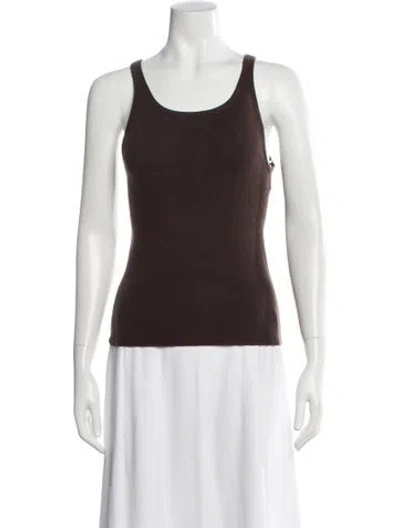 Pre-owned Michael Kors Cashmere Scoop Neck Top In Brown