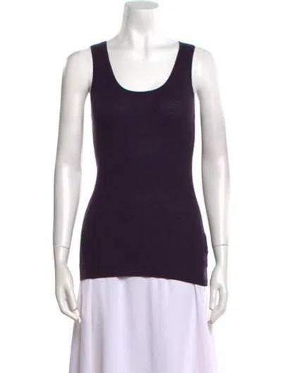Pre-owned Michael Kors Cashmere Scoop Neck Top In Purple