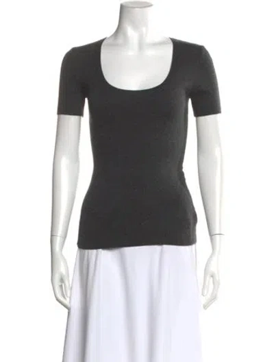 Pre-owned Michael Kors Cashmere Scoop Neck T-shirt In Gray