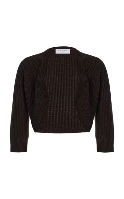 Michael Kors Cashmere Shaker Shrug In Brown
