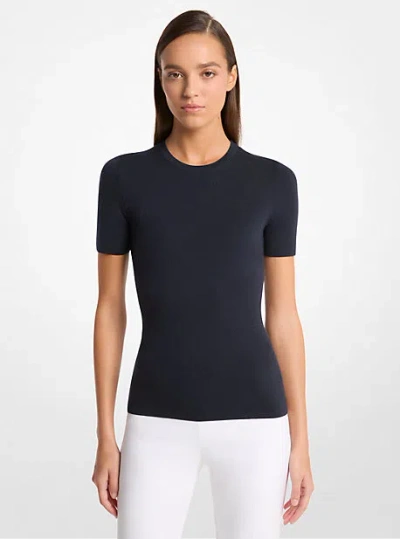 Michael Kors Cashmere Short-sleeve Sweater In Black