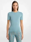 Michael Kors Cashmere Short-sleeve Sweater In Blue