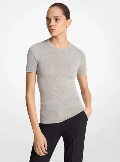Michael Kors Cashmere Short-sleeve Sweater In Grey