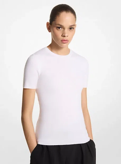 Michael Kors Cashmere Short-sleeve Sweater In White
