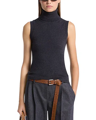 Michael Kors Cashmere Sleeveless Turtleneck Sweater In Blue